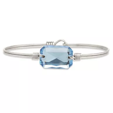 Regular Dylan Silver Tone Bangle Bracelet in Aquamarine by Luca and Danni