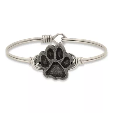 Regular Paw Print Silver Tone Bangle Bracelet by Luca and Danni