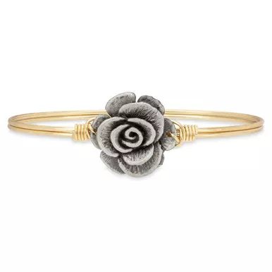 Regular Rose Brass Tone Bangle Bracelet by Luca and Danni