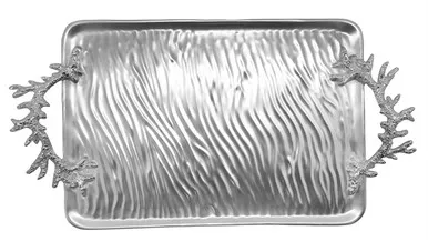 Ripple Coral Handled Tray by Mariposa - Special Order