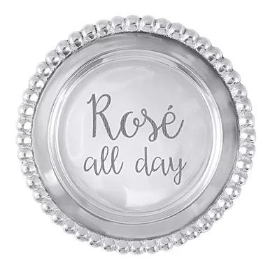 "Rose All Day" Beaded Wine Plate by Mariposa