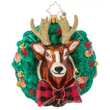 Rustic Reindeer Wreath Ornament by Christopher Radko