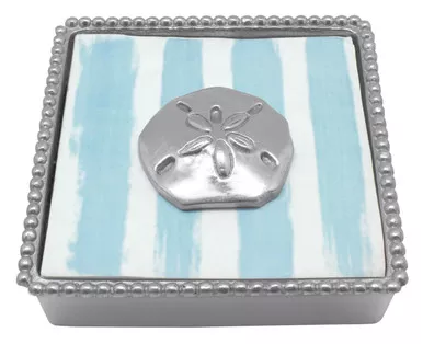 Sand Dollar Beaded Napkin Box by Mariposa