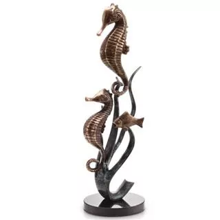 Seahorse Duo Brass Sculpture - SPI Home