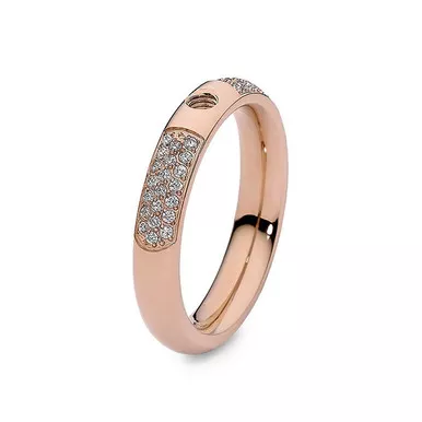Size 8.5 Rose Gold with Crystals Deluxe Basic Small Interchangeable Ring by Qudo Jewelry