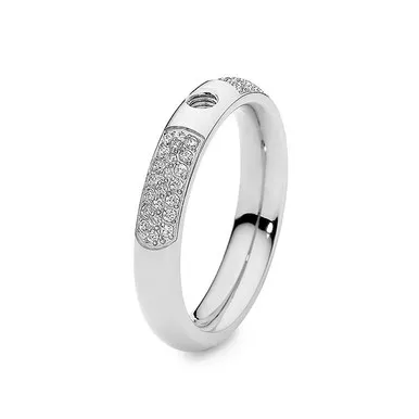 Size 9 Silver with Crystals Deluxe Basic Small Interchangeable Ring by Qudo Jewelry