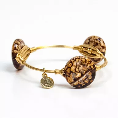Small Brown Round Marbled Agate Standard 7.5" Bangle by Bourbon and Boweties