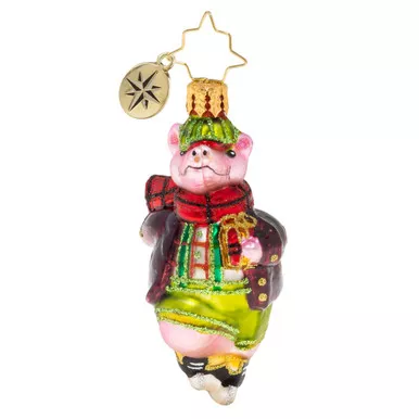 Speed Skating Piggy Little Gems Ornament by Christopher Radko