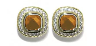 Square Pave Post Clip Earrings - Champange - John Medeiros