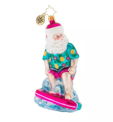 Surfing Safari Santa Ornament by Christopher Radko