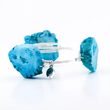 Tatum Blue Geode Slice Standard 7.5" Bangle by Bourbon and Boweties