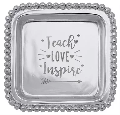 "Teach, Love, Inspire" Beaded Post-It Note Holder by Mariposa