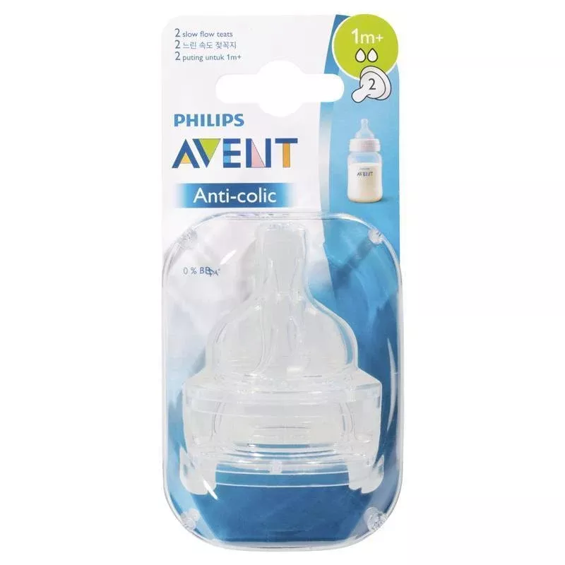 Teat Silicone 1M+ Slow Flow 2 Pack