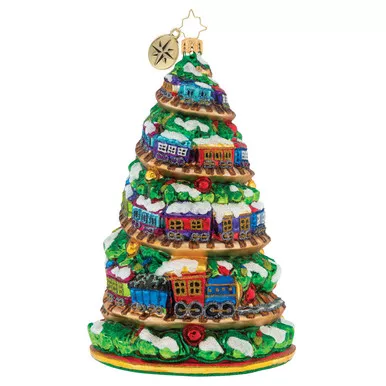 Terrific Train Track Tree Ornament by Christopher Radko