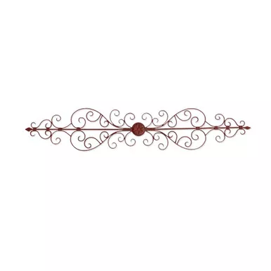 Traditionally Carved Metal Wall Plaque With Scrollwork, Brown