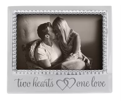"Two Hearts, One Love" Beaded 4" x 6" Frame by Mariposa