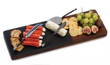 Verdi Marble Cheese Serving Board - Black by Oak & Olive