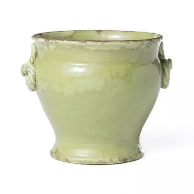 Vietri Rustic Garden Pistachio Rope Round Handled Planter
