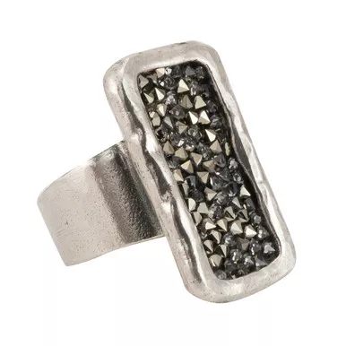 White Bronze Kristal Plate Ring (Size 8) by Waxing Poetic