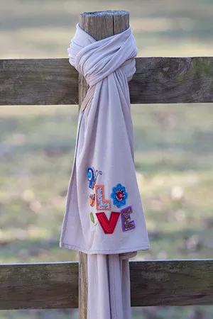 White Jersey Scarf with LOVE