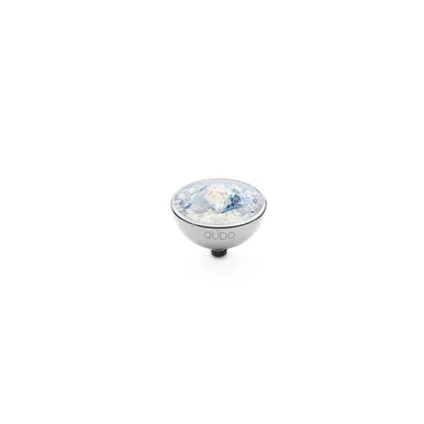 White Patina 13mm Silver Interchangeable Top by Qudo Jewelry