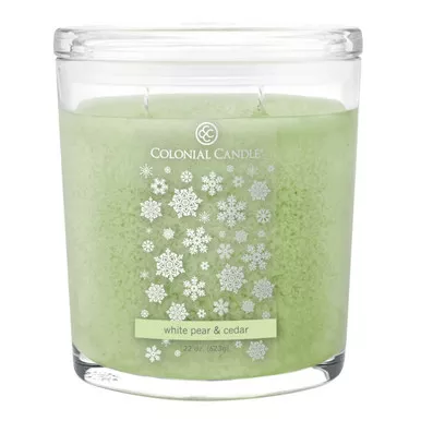 White Pear & Cedar 22 oz. Oval Jar Colonial Candle