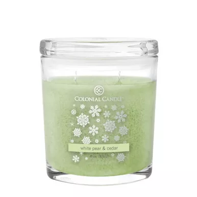 White Pear & Cedar 8 oz. Oval Jar Colonial Candle