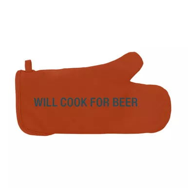 Will Cook For Beer Grill Mitt by About Face Designs