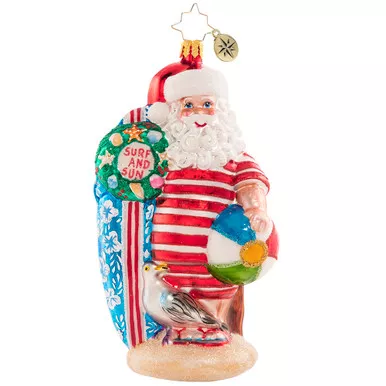 Wishing For Waves Santa Ornament by Christopher Radko -
