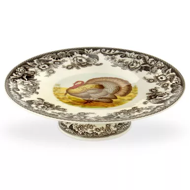 Woodland Turkey Footed Cake Plate by Spode