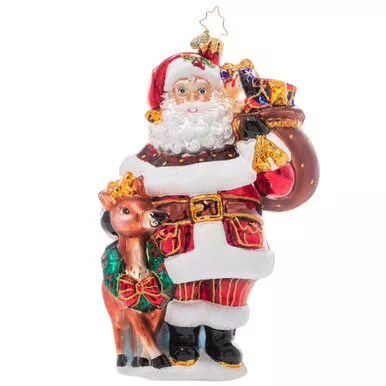 A Woodland Walk Santa Ornament by Christopher Radko