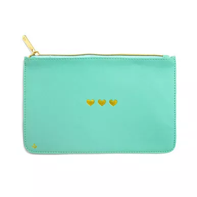 Zipper Pouch - 3 Hearts (Aqua) by Splendid Iris